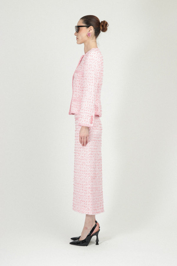 Rowen Rose Tweed Jacket With Fake Pockets