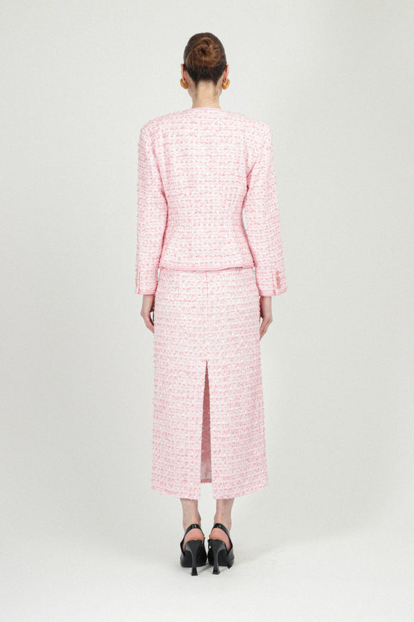 Rowen Rose Tweed Jacket With Fake Pockets