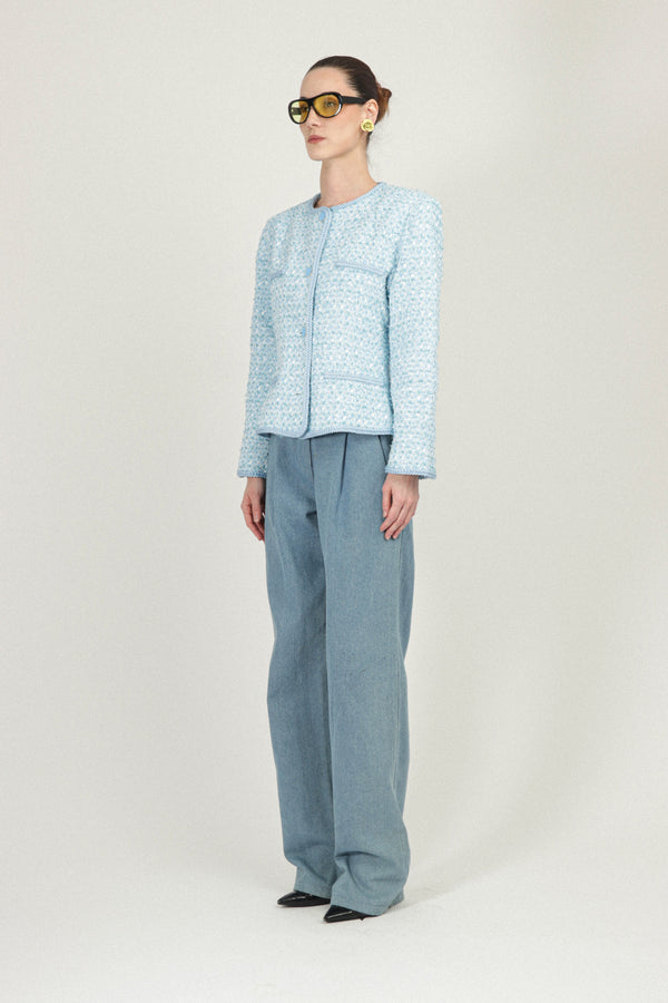 Rowen Rose Tweed Jacket With Fake Pockets