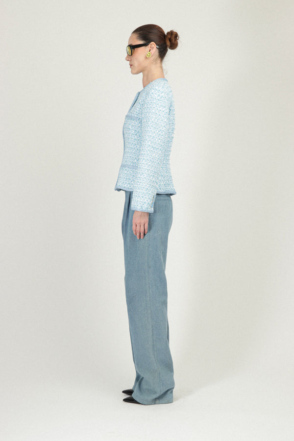 Rowen Rose Tweed Jacket With Fake Pockets