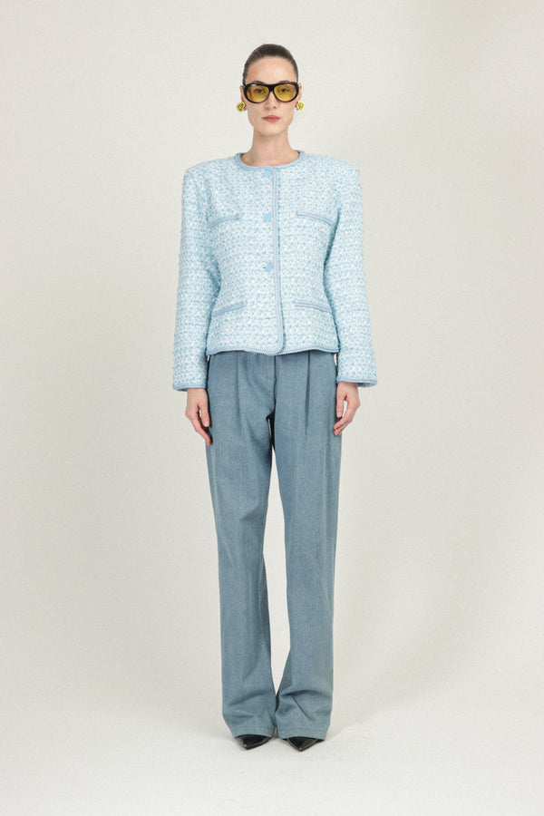 rowen rose Tweed Jacket with Fake Pockets