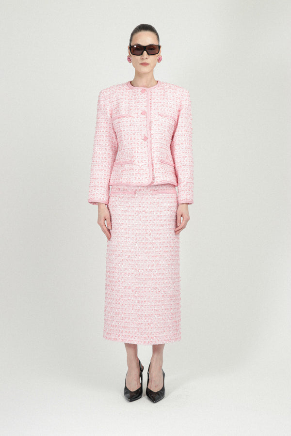 rowen rose Tweed Jacket with Fake Pockets
