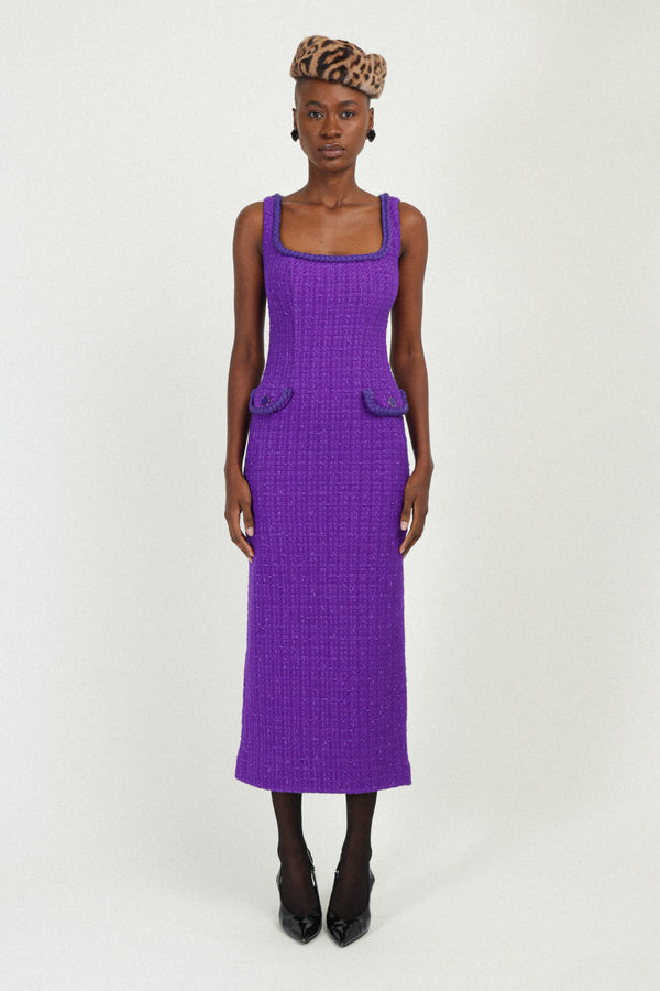 rowen rose Tweed Long Dress with Pockets