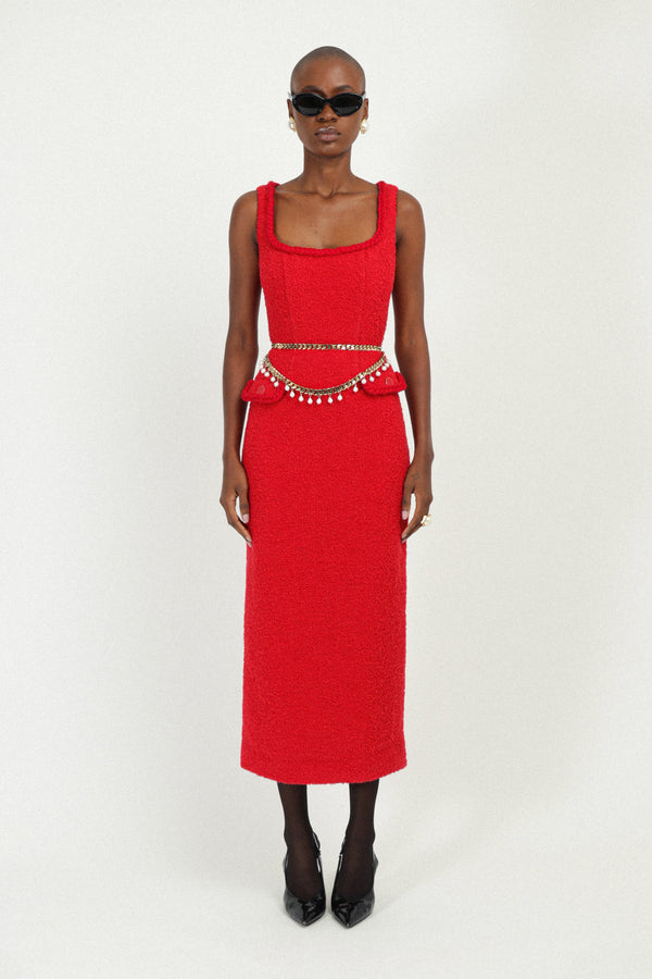 rowen rose Tweed Long Dress with Pockets