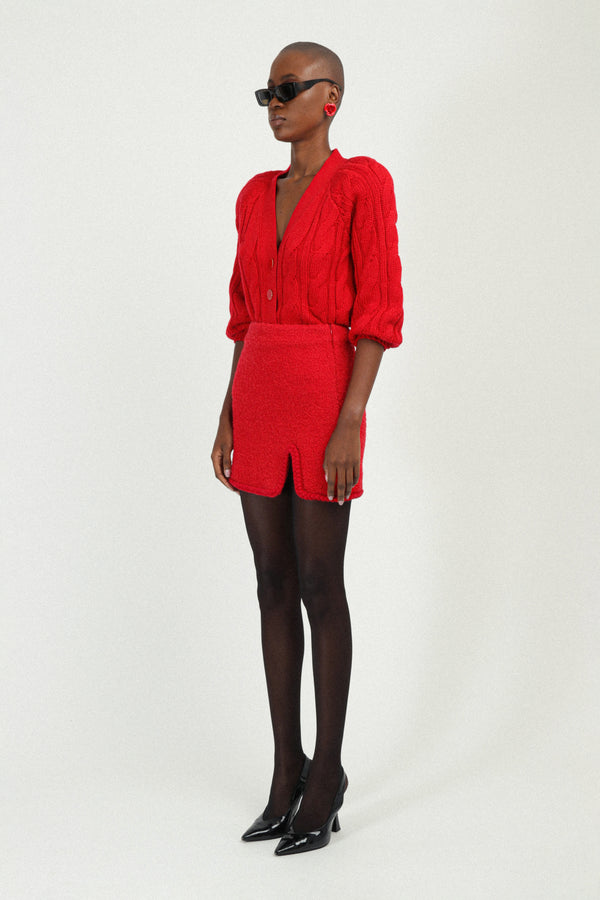 Rowen Rose Tweed Mini Skirt With Slit