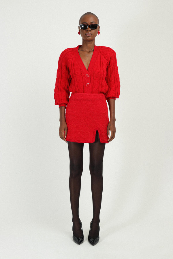 rowen rose Tweed Mini Skirt with Slit