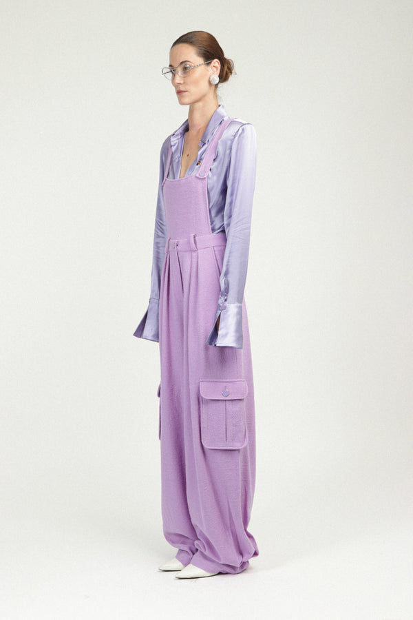 Rowen Rose Tweed Oversized Cargo Overalls