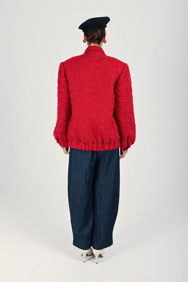 Rowen Rose Tweed Oversized Puffy Bomber