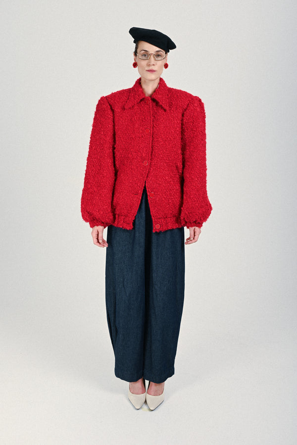 rowen rose Tweed Oversized Puffy Bomber