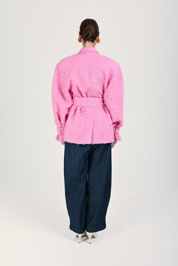 Rowen Rose Tweed Signature Short Trenchcoat