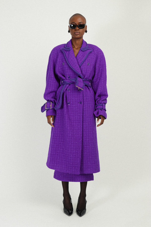 rowen rose Tweed Signature Trenchcoat