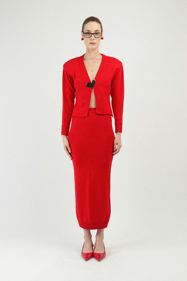 Rowen Rose Wool Knit Skirt