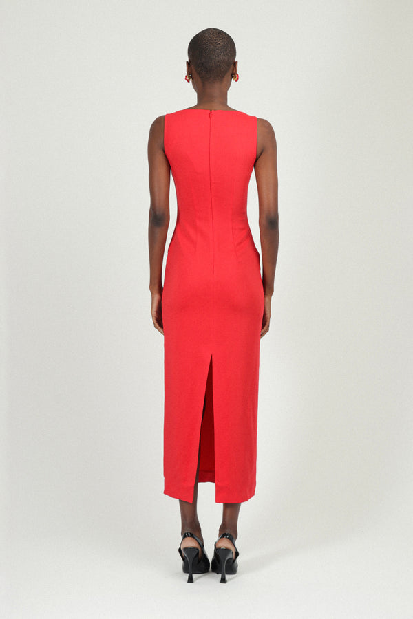 Rowen Rose Sleeveless Long Dress With Gathered Bra In Sable