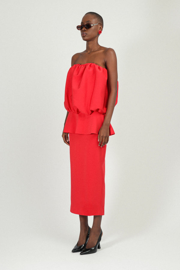 Rowen Rose Strapless Puffy Dress With Peplum In Sable