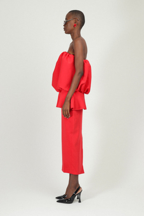 Rowen Rose Strapless Puffy Dress With Peplum In Sable