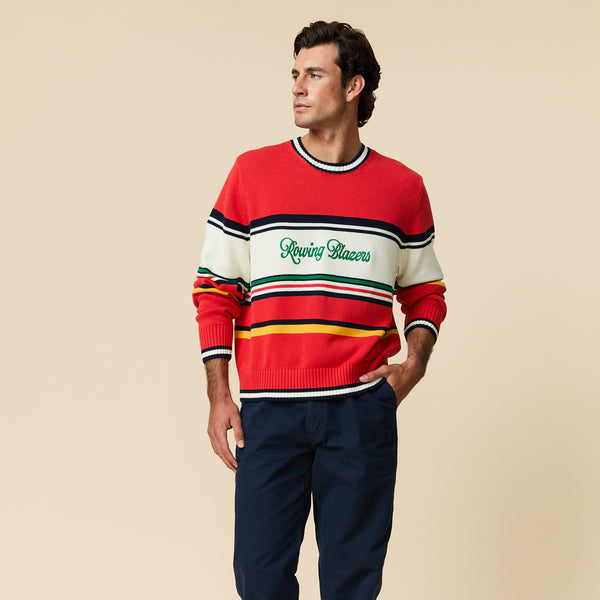 Rowing Blazers Men's Autumn Striped Cotton Sweater Red