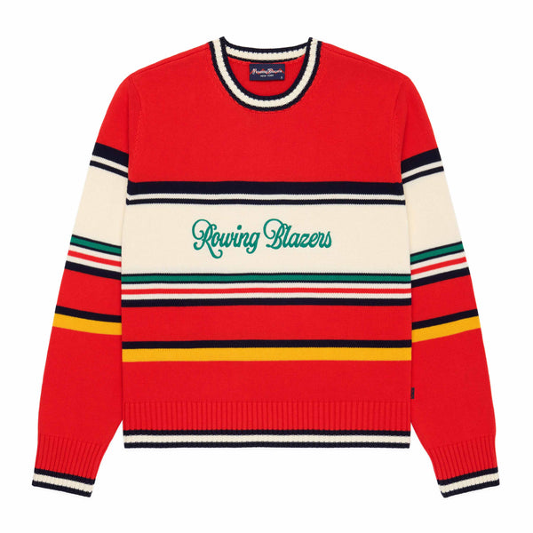 rowing blazers Men's Autumn Striped Cotton Sweater Red