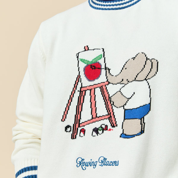 Rowing Blazers Men's Babar Cotton Triple Tipped Sweater White