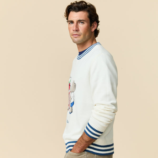 Rowing Blazers Men's Babar Cotton Triple Tipped Sweater White