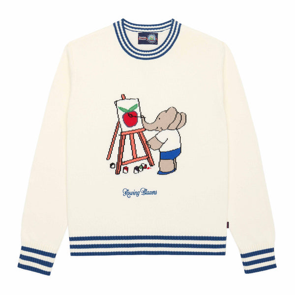 rowing blazers Men's Babar Cotton Triple Tipped Sweater White