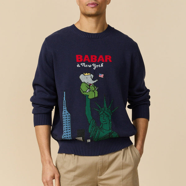 Rowing Blazers Men's Babar In New York Cotton Sweater Navy