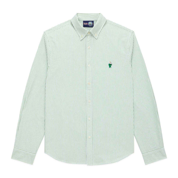 rowing blazers Men's Babar Long Sleeve Classic Fit Striped Oxford Shirt Green / White University Stripe