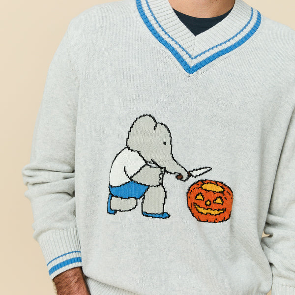 Rowing Blazers Men's Babar Varsity Cotton Sweater Cream