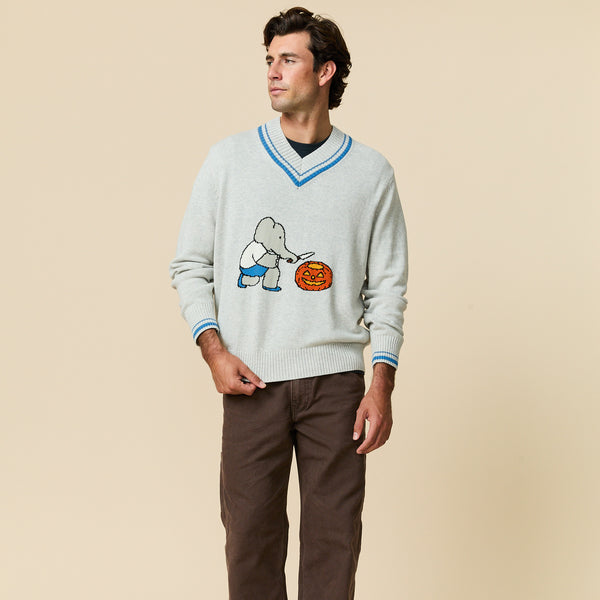 Rowing Blazers Men's Babar Varsity Cotton Sweater Cream