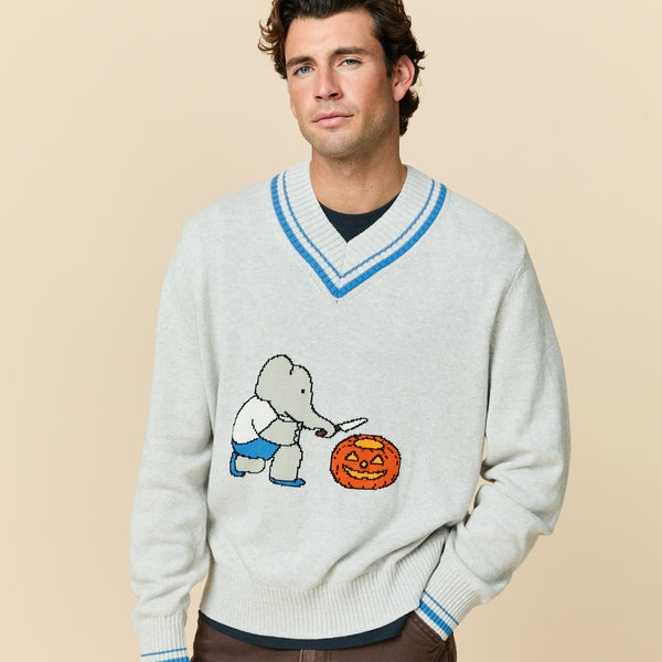 Rowing Blazers Men's Babar Varsity Cotton Sweater Cream