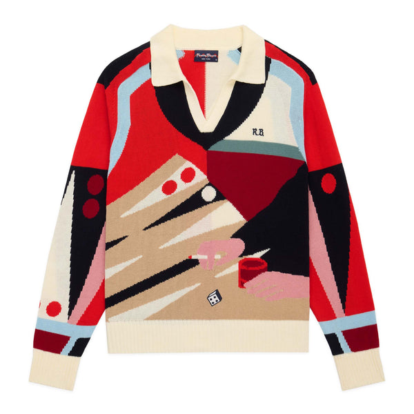 rowing blazers Men's Backgammon Sweater Red Brown Multicolor