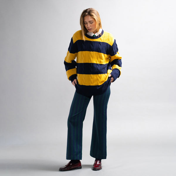 Rowing Blazers Men's Cashmere Block Stripe Sweater Gold/Navy