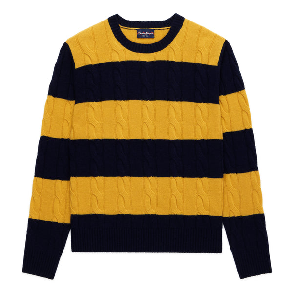 rowing blazers Men's Cashmere Block Stripe Sweater Gold/Navy