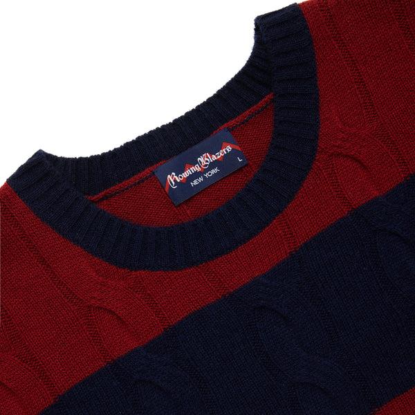 Rowing Blazers Men's Cashmere Block Stripe Sweater Navy/Burgundy