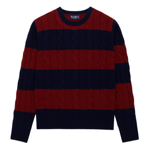 rowing blazers Men's Cashmere Block Stripe Sweater Navy/Burgundy
