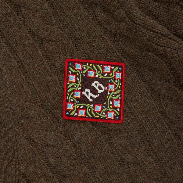 Rowing Blazers Men's Cashmere Cableknit Cardigan Brown Heather