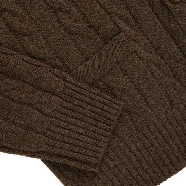 Rowing Blazers Men's Cashmere Cableknit Cardigan Brown Heather