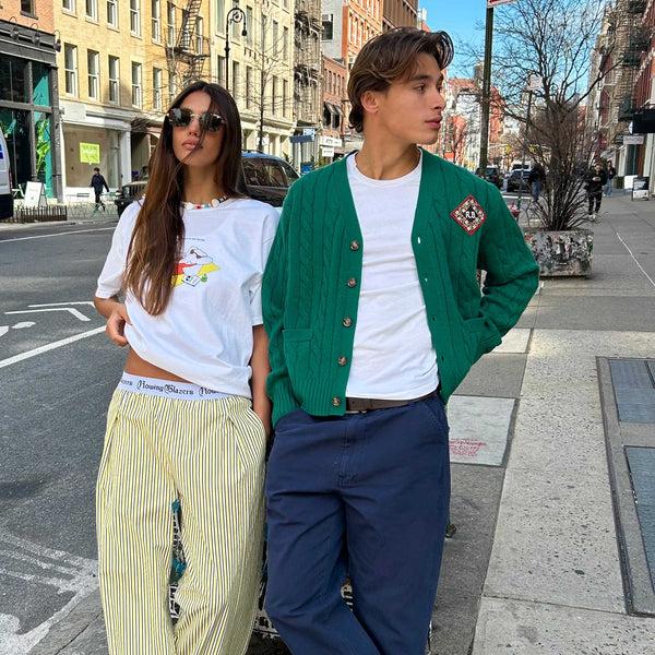 Rowing Blazers Men's Cashmere Cableknit Cardigan Evergreen