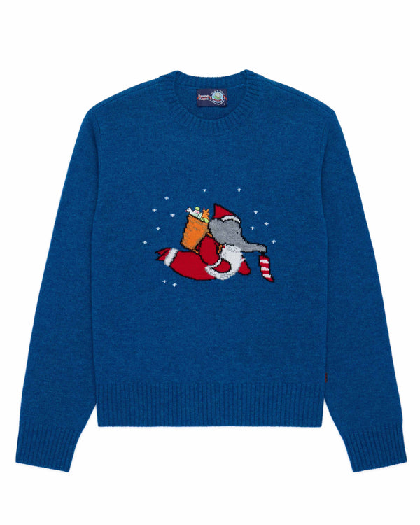 rowing blazers Men's Cashmere Christmas Babar Sweater Blue