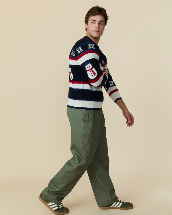 Rowing Blazers Men's Cashmere Fairisle Snowman Sweater Navy Multi