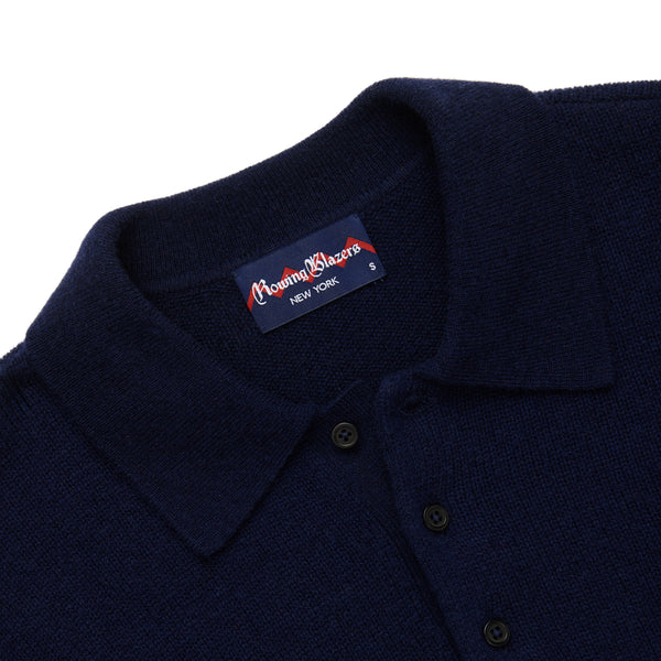 Rowing Blazers Men's Cashmere Long Sleeve Sweater Polo Navy