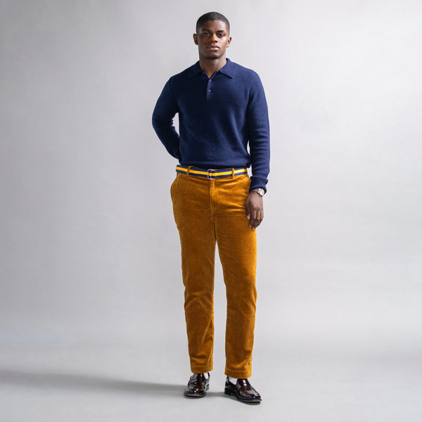 Rowing Blazers Men's Cashmere Long Sleeve Sweater Polo Navy