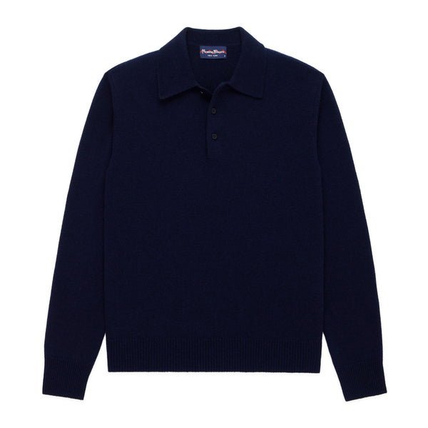 rowing blazers Men's Cashmere Long Sleeve Sweater Polo Navy