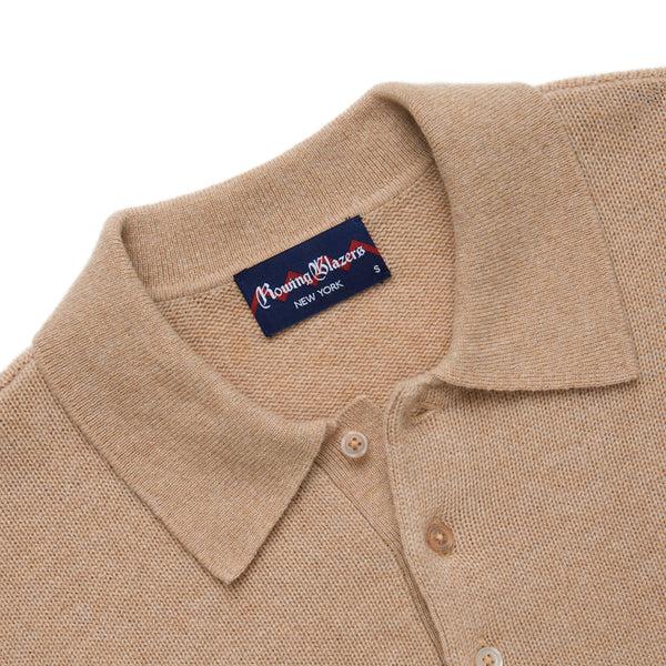 Rowing Blazers Men's Cashmere Long Sleeve Sweater Polo Oat Melange