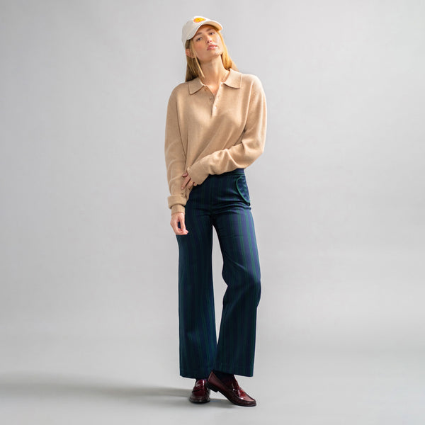 Rowing Blazers Men's Cashmere Long Sleeve Sweater Polo Oat Melange