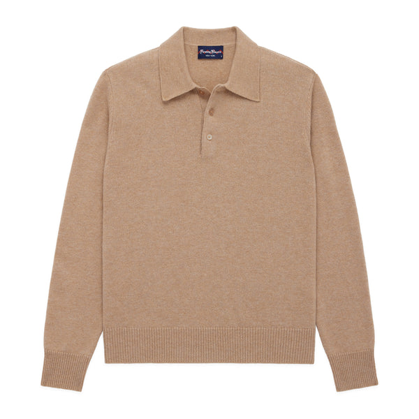 rowing blazers Men's Cashmere Long Sleeve Sweater Polo Oat Melange