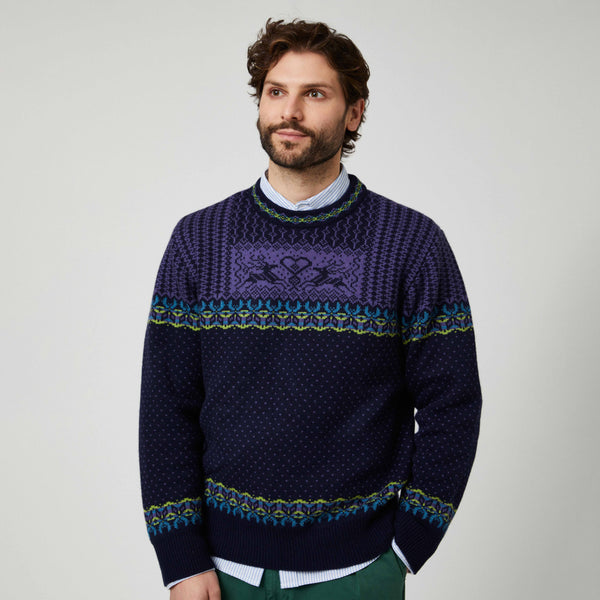 Rowing Blazers Men's Cashmere Nordic Fairisle Sweater Navy