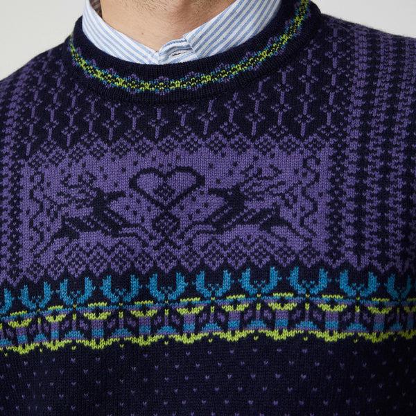 Rowing Blazers Men's Cashmere Nordic Fairisle Sweater Navy