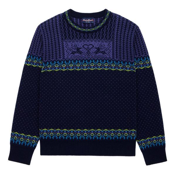 rowing blazers Men's Cashmere Nordic Fairisle Sweater Navy
