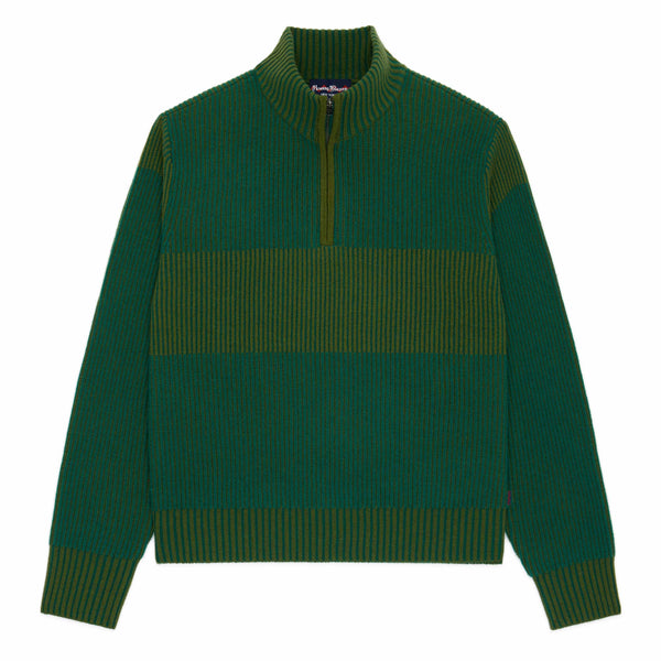 rowing blazers Men's Cashmere Quarter Zip Ottoman Rib Sweater Green