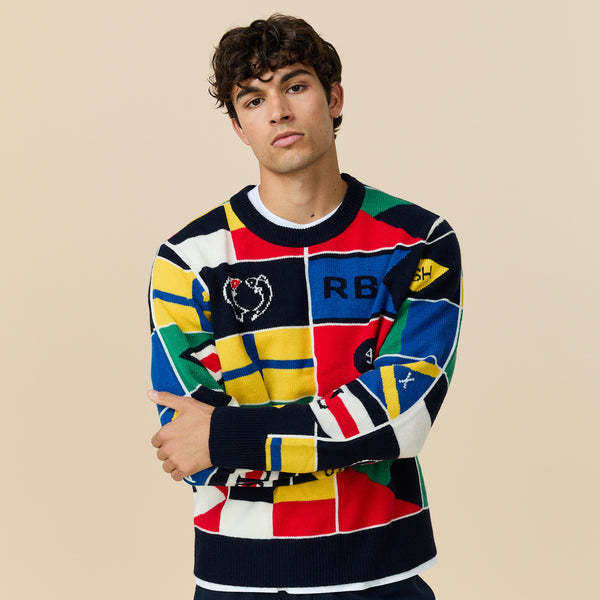 Rowing Blazers Men's Cashmere Sailing Flag Sweater Multicolor